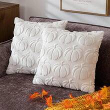 EstiloTendenciaGenéRico 2 Fundas De Almohada De OtoñO,Funda De Almohada De Calabaza De Halloween,Funda De Cojines Cuadradas-Para OtoñO, AccióN De Gracias Para Sofá Y DecoracióN Del Hogar (MarróN)Calidad PremiumVersióN Mejorada - Blanco - Ver 2