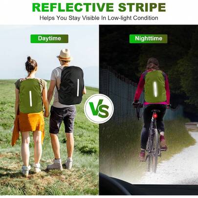 LAMA - Paquete de 2 fundas impermeables para mochila, mochila reflectante para lluvia, antipolvo, antirrobo, ciclismo, senderismo, campamento, viajes, actividades al aire última intervensión, negro +