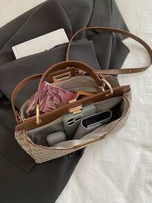 Fashionable Vintage-Style Women's Tote Bag, Custom Scratch-Resistant Material, Holiday Gift, Large Capacity For Daily Travel And Shopping, Can Be Carried On One Shoulder And Hand