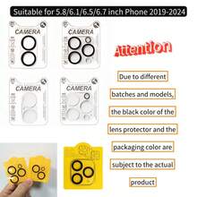 [Set de 3+3] 3 Protectores de vidrio templado para la parte trasera y 3 Protectores de lente para iPhone 15/16 Series - Diseño de mármol/brillo de purpurina de lujo, anti-arañazos, compatible con fundas, adecuado para iPhone 15/16/15pro/16pro/15 Plus/16plus/15pro Max/16pro Max