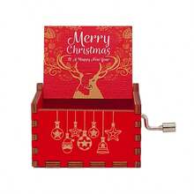 1个圣诞音乐盒，手持音乐盒，木质圣诞音乐盒，迷你复古雕刻音乐盒，圣诞装饰品，新年和圣诞节礼物，男女皆宜 - 彩色 - 查看 14