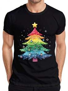 Christmas Tree String Lights - Christmas Gift T-Shirt For Men - Black-13 - View 1