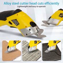 مقص كهربائي SNUOK سعة 2000 مللي أمبير، شفرات من الفولاذ المقاوم للصدأ للأقمشة والورق والجلد، أداة DIY لاسلكية، بطارية ليثيوم أيون 3.7 فولت، شحن عبر USB (لا يشمل محول)، يمكن الاستخدام أثناء الشحن - أصفر - مشاهدة 6