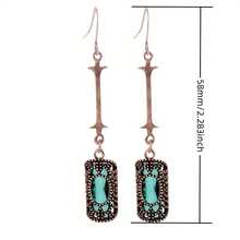 Fashion Geometric Earrings Vintage Pattern Green/Blue Rhinestone Zirconia Earrings For Women Jewelry Accessories Birthday/Halloween/Holiday Gifts Everyday Jewelry, Elegant Accessory - 綠色 - 查看 5