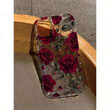 Funda Transparente con Estampado de Rosas Grandes Compatible con iPhone Impermeable a Prueba de Golpes y Arañazos - Multicolor - Ver 2