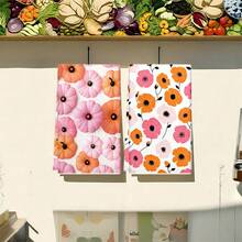 Set de prosoape de bucătărie cu imprimeu floral și dovleac de toamnă pentru Ziua Recunoștinței, 2 buc/100 buc, potrivit pentru restaurant, bucătărie, decorare interioară baie, decorare petrecere, cadou de sărbători, poate fi oferit ca și cadou de Ziua Recunoștinței