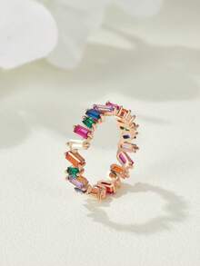 THINTIME Nhẫn Khối Zirconia  Trang trí - Nhiều màu - Xem 6