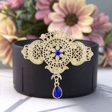 1 pezzo Elegante spilla mediorientale araba per hijab e scialli, gioiello tradizionale da sposa, pendente a goccia d'acqua con motivo floreale arabo traforato