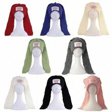 1PC Winter Knitted Hats Women Cute Rabbit Ear Soft Warm Thick Acrylic Luxury Coupleboy Label Beanies Skullies Personalized Casual Party Couples Hats - Patch Tai Dài - Xem 10