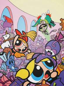 WB 1 Stück ungerahmtes Poster, Retro-Muster der Powerpuff Girls Heimdekoration Leinwand, Wanddekoration, Leinwand-Heimdekoration, schimmerndes Poster, Leinwand mit afrikanischer Frau, Leinwandkunst