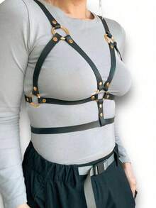 1 pieza Accesorio de Renacimiento para mujer, Moda oscura sexy de cuero de PU Suspensor, Adecuado para fiesta de Halloween, reunión o uso diario