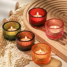4/5/10/15 Candle Holders Set, 5.5cmX3.5cm Small Glass Tea Light Votive Candle Holders (Candles Not Included), Very Suitable For Wedding Table Center Decorations And Halloween, Christmas Holiday Parties, Birthday Parties, Home Decoration, Room Decoration, Etc.