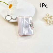 16pcs 1-Inch Glitter White Mini Photo Album Keychain, Minimalist & Elegant Student ID/Card Holder Photo Album - Clear - View 23