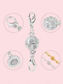 2件套珠宝制作扣环和挂钩。白色K色球形合金磁力扣，可用于制作手链、项链等装饰链环。磁力项链扣，项链，钥匙扣配件，珠宝制作用品，手链制作套件，包饰，磁力项链扣， - 彩色 - 查看 6