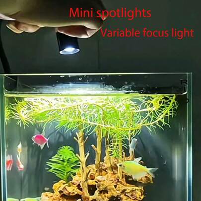 USB Aquarium Light With Timer, Adjustable Focus Spotlight, Compact Clip-On Full Spectrum Fish Tank Light, 3 Lighting Colors, Button Control And Timer (3/9/12 Hours), Aquarium LED Landscape Light, High Brightness, Transparent, 360° Rotatable, Suitable For Fish Tank
