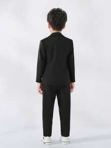 两件套年轻男孩西装休闲黑色夹克裤子适合生日派对家庭聚会春秋