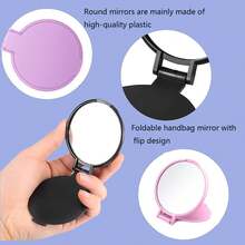 WADY Espejos Compactos, 50 Piezas Espejo de Bolsillo, Espejo de Maquillaje Plegable, Espejo Redondo de Bolsillo, Espejo de Mano Espejo Cosmético, Espejo Plegable Redondo Compacto (Rosa) - Negro - Ver 5
