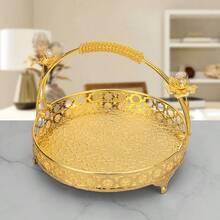 1 pezzo Cesto portafrutta e spuntino in metallo, vassoio multifunzionale in stile retrò con manico, vassoio rettangolare durevole per cucina, soggiorno, decorazione hotel, feste, intrattenimento, vassoio per il caffè