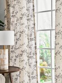 2 Pcs Beautiful Floral Design Sheer Curtains, Softness Cozy Privacy Curtains, Great Quality Elegant Vintage Gorgeous Curtains, Pretty Colors And Well Made Lightweight Curtains - 黑色 - 查看 2