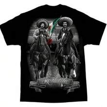 Pancho Villa Revolucion Mexico Chicano Art David Gonzales DGA T Shirt - màu đen - Xem 2