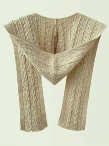 1pc Hooded Scarf Shawl, Knitted Faux Cashmere Multifunctional Poncho, Korean Style