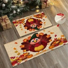1 pieza Felpudo antideslizante con diseño de pavo de otoño de Acción de Gracias, felpudo antideslizante de fibra súper, adecuado para decoración de fiestas festivas, cocina, baño, comedor, dormitorio, puede ser un regalo de Acción de Gracias