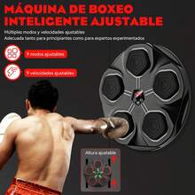 Maquina de Boxeo Musical con 2 Pares de Guantes,Musical Boxing Machine Recargable Bluetooth,Diseño Antirruido,Ajuste de 9 Velocidades,Box Musical de Pared para Adultos,Niños,Interior,Gimnasio - A - Ver 11