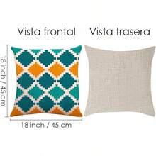 HomeChi Fundas de Almohada, Juego de 4 Fundas de Almohada con Patrón Decorativo Geométrico, Funda de Cojín Funda de Almohada de Lino de Algodón Suave para Sofá Sala de Estar Decoración del Hogar - C - Ver 3