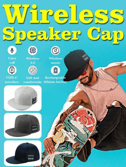 1pc Wireless Music Speaker Cap Smart Head-Mounted Open Earphones Outdoor Sports Sun Hat Cycling Listening To Music Golf Peaked Cap Skateboard Street Dance Baseball Cap Stylish Personalized Multifunctional Dual Speaker Call Listening To Music Stereo Travel Cap Rechargeable