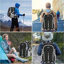 IGOLUMON Mochila 40L Senderismo Transpirable Impermeable Plegable Hombre Mujer Camping Beber - Negro - Ver 11