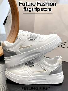 1 Pair Low-Top Casual Women's Small Size White Sneakers, 2026 New Summer Versatile Casual Sports Shoes, Brand Skateboard Shoes, - Grey - View 2