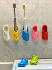1 Fun Mini Slipper Toothbrush Storage Rack, Non Perforated Wall Mounted Bathroom Toothbrush Rack, Suitable For Kitchen And Bathroom Desktop Storage