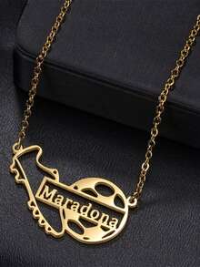 Collar con colgante personalizado de jugador de fútbol, accesorio de moda deportiva de acero inoxidable para mujeres, adecuado para ocasiones diarias y deportivas, con grabado en inglés con tema de fútbol