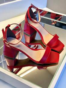GISELE CLASSIC SANDAL WITH 6CM HEEL - 紅色 - 查看 3