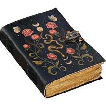 Blank Spell Book Of Shadows Journal Moon Phase Printed Witchcraft Supplies Wiccan Notebook Handmade Vintage Deckle Paper Grimoire Journal Leather Sketchbook, Drawing Journal (Serpent Garden)2025 - 1 - Xem 1