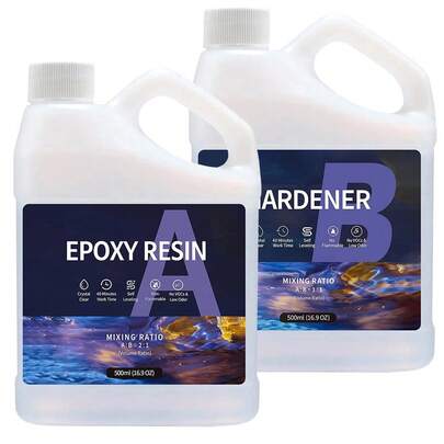 1000ml 环氧树脂，晶莹剔透的环氧树脂套装 - 不发黄无气泡艺术树脂，适用于艺术工艺品、珠宝制作、木材和树脂模具