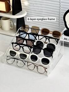 1pc 3-7 Tier Multifunctional Eyeglass Display Rack, Sunglasses Storage Box, Transparent Eyewear Holder, Sunglasses Display Stand, Eyeglass Display Rack, Sunglasses Storage Box, Pink Eyeglass Rack, Transparent Blue Light Blocking Eyeglass Display Stand, Men's Sunglasses Display Prop - Transparent - View 4