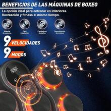 Modelo de Pared Grande, máquina de Boxeo Profesional, con Guantes de Boxeo, electrónica LED de Colores y Bluetooth, 9 velocidades y Modos, para niños y Adultos - Negro - Ver 7