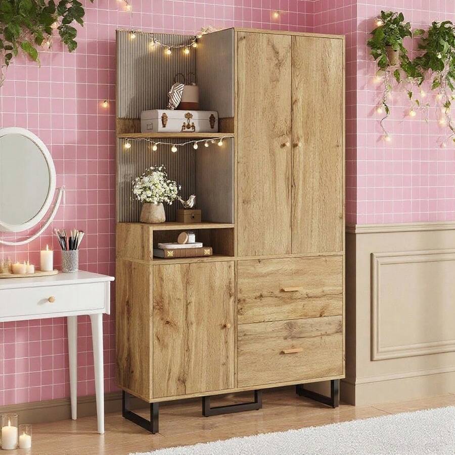 Bedroom Armoires - Black + Natural + MDF - View 1