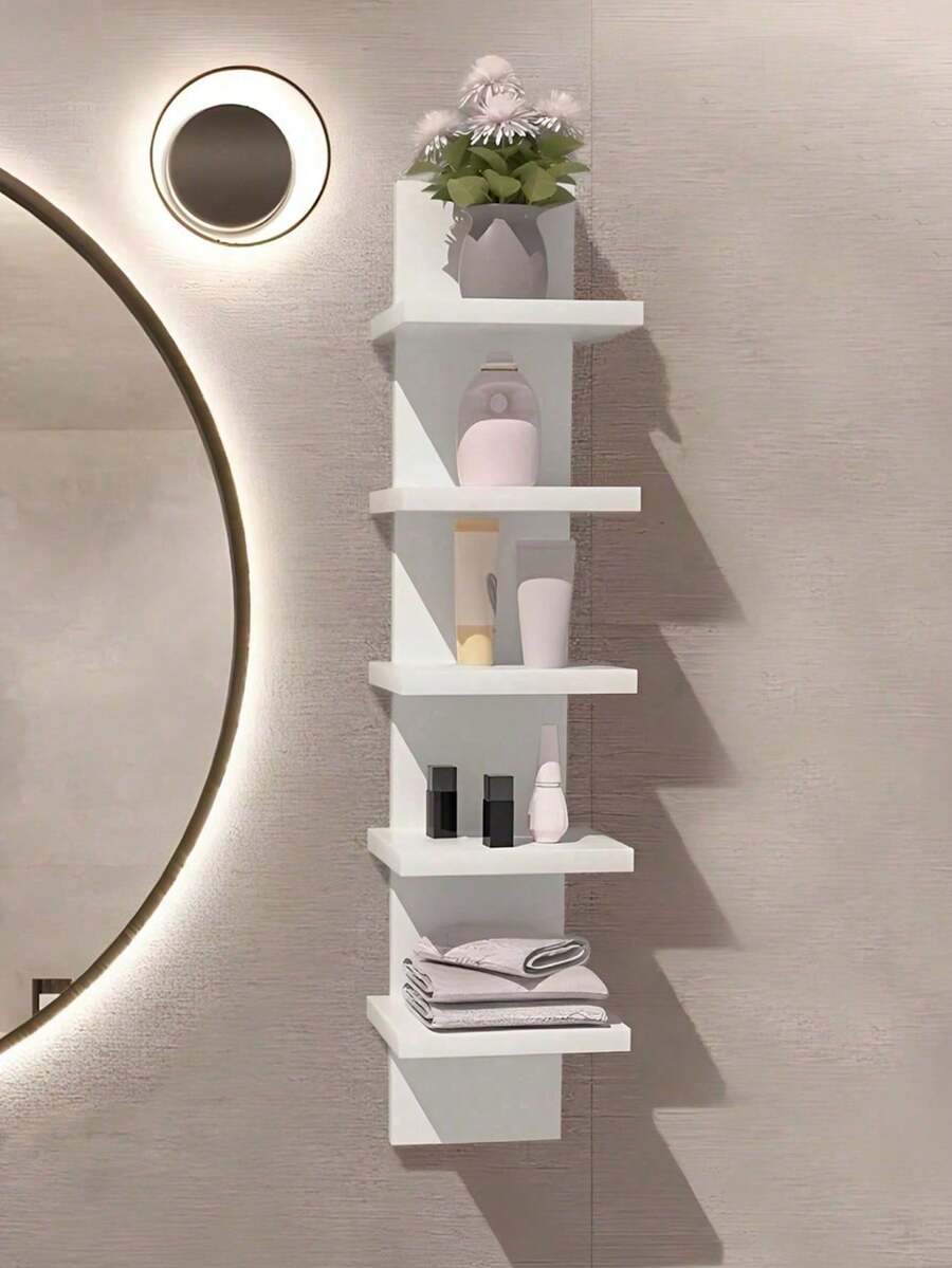 Multi-Layer Corner Shelf, Floating Corner Shelf, Wall-Mounted Storage Organizer Rack, Made Of PVC Material, Easy To Assemble, Multi-Layer Wall-Mounted Shelf, Suitable For Bedroom, Bathroom, Kitchen, Office, Living Room, Room, Bookshelf, Etc. An Ideal Choice For Autumn Decoration, Canvas Wall Art, Home Christmas Decoration, Outdoor Decoration, Wall Decoration, Home Decoration. Suitable For Placing Small Decorative Items (1 Pc). (High-Quality PVC Material, Non-Wooden - Waterproof And Easy To Clean) - Multicolor - View 1