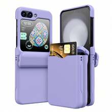 Foldable Card Slot Full Body Shockproof Protective Phone Case Compatible With Samsung FLIP Series Smartphones Waterproof Anti-Fall Scratch Resistant Full Cover - Mauve Purple - View 9