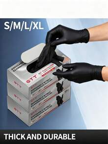 100 Black Nitrile Disposable Gloves, Household Cleaning Gloves, Suitable For Kitchen Cleaning, Bathroom, Room Decor, Kitchenware, Bathroom Accessories, Shoe Racks, Tattoos, Hair Dyeing, Storage Shelves, Pet Care, Beauty Salons, Cleaning Supplies, Household Tools, Powder-Free, Durable, Valentine's Day Wedding Room Decorations, Christmas, Latex-Free. - Multicolor - View 9