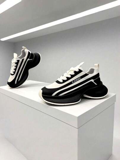 Men's Casual Sports Shoes, Thick Soft Sole, Wear-Resistant, Lightweight, Fashionable Chunky Sneakers