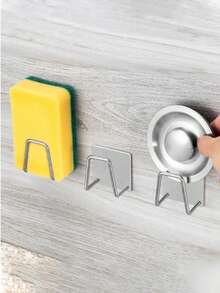 1-4 piezas Estante de esponja de acero inoxidable para cocina, rejilla de drenaje de fregadero sin perforaciones, estante de almacenamiento de esponja desmontable de doble capa, antihongo y antibacteriano, estante de almacenamiento de acero inoxidable - Autoadhesivo resistente, rejilla de secado de fregadero de cocina, gancho de estante de esponja de limpieza