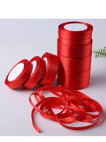1卷22米双面缎带，适用于DIY玫瑰装饰、礼品包装 - 婚礼派对蝴蝶结缎带，也可用于桌椅装饰、拱门、礼品盒、蛋糕装饰、服装配饰、编织，营造优雅的节日氛围，蝴蝶结缎带，圣诞节、返校季、假期 - 酒紅色 - 查看 3