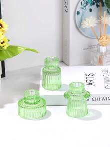 玻璃烛台/锥形烛台，散装，适用于桌面装饰、圣诞节、婚礼派对、新娘送礼会、户外露台、婚礼、婚宴、餐桌中心装饰、婚礼餐桌装饰、生日庆祝装饰、婚礼装饰、母亲节礼物、复活节装饰、绿色、餐桌装饰 - 彩色 - 查看 9