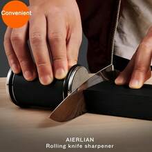 Professional Rolling Knife Sharpener Set, 15°/20° Magnetic Fixed Base, Replaceable Sharpening Stones, Professional Knife Sharpener