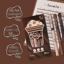 3 支/6 支/8 支咖啡主题液体速干墨水凝胶笔，不晕染软触笔，适用于笔记绘图学校办公用品 - 彩色 - 查看 3