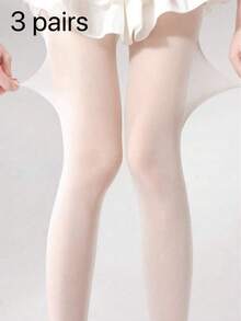 1 Pair Women's Ultra-Thin White Facial Mask Stockings, Sheer Tights, Ballet Style Tights For Summer, Cozy - White - View 7
