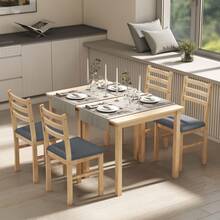 3 Piece Dining Table Set With 2 Chairs, Kitchen Table For Compact Spaces, Upholstered Chairs, Space Saving, MDF, Natural Wood - 1 - View 8